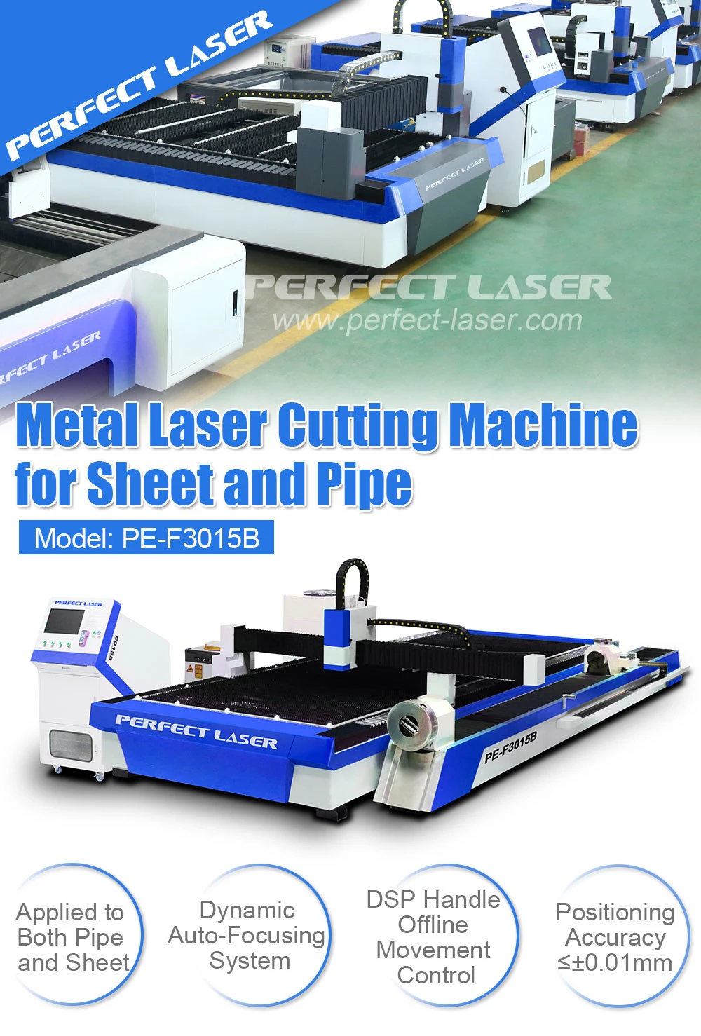 Perfect Laser-1kw 2kw 3kw 500W 1000W 1500W 2000W 3000 Watts Metal Sheet/Round Tube/Square Pipe Ipg /Raycus/Max Rotary CNC Fiber Laser Cutting Machines Price