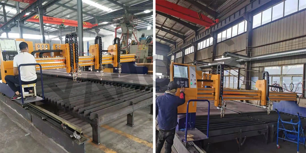 Heavy Duty Gantry CNC Plasma Cutting Machines Cutter with Two Heads for Plasma and Flame